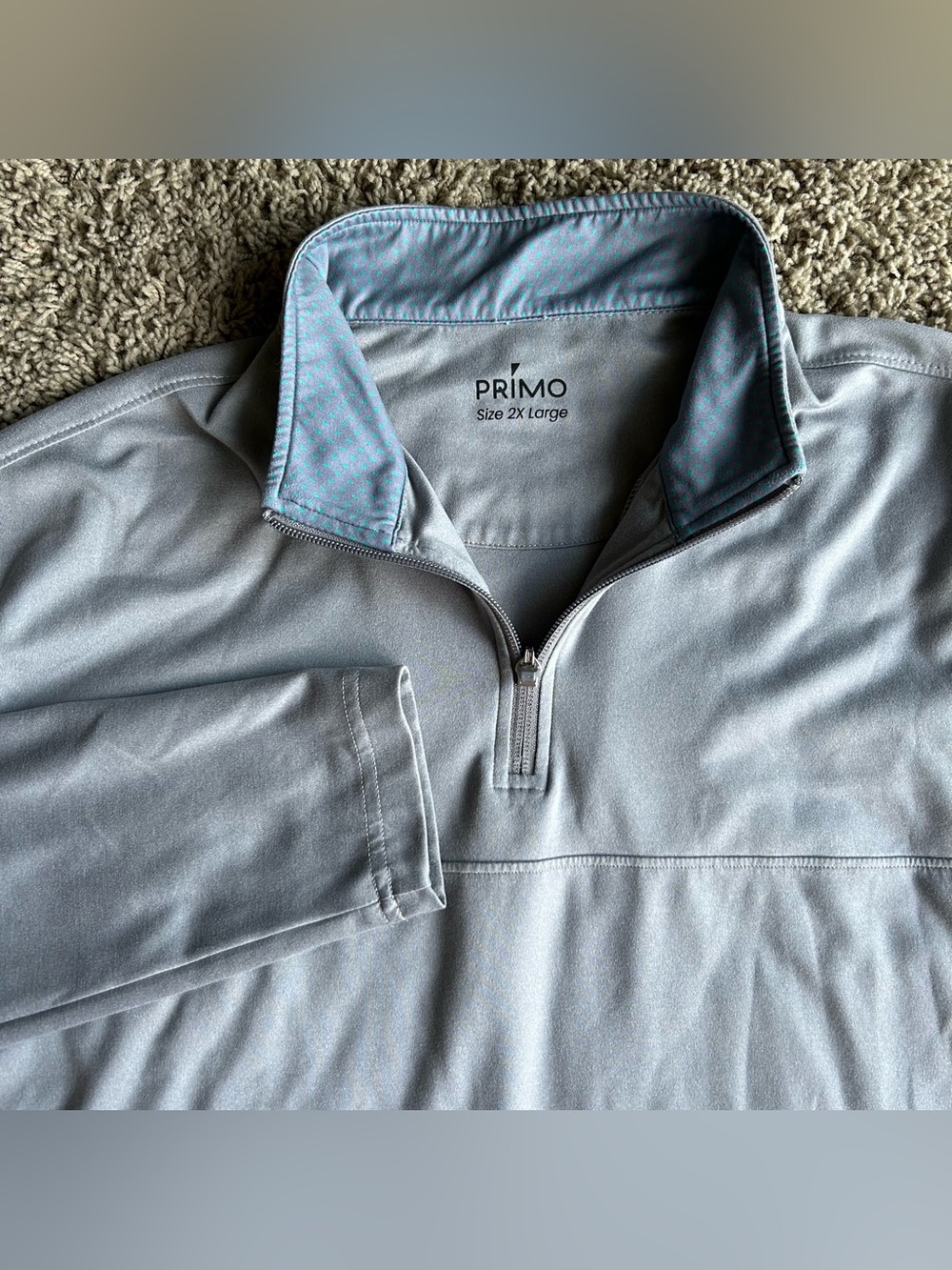 Primo Sweater Mens 2XL 1/4 Zip Light Gray Pullover Active Performance Sweatshirt